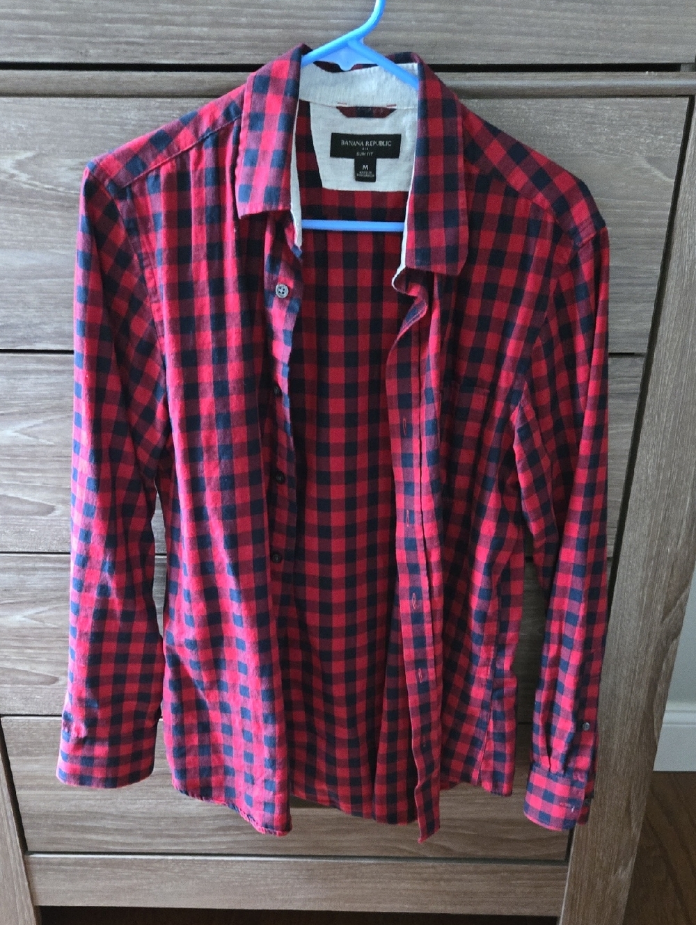 Banana Republic Red and Dark Navy Plaid Flannel Shirt
